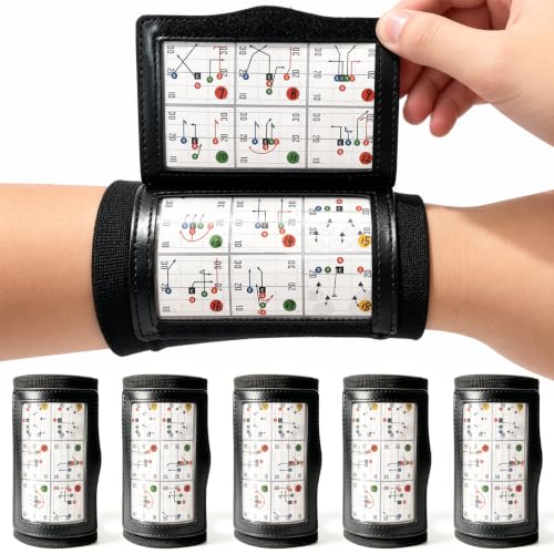 Inwerk Youth Football Wrist Bands with Tactical Stickers - 5 Pack, Black