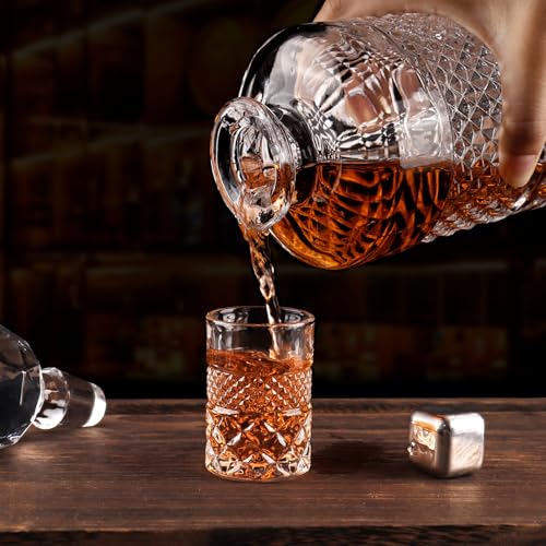 Crystal Heavy Base 2oz Square Shot Glasses Set for Liquor & Spirits - 6 Pack