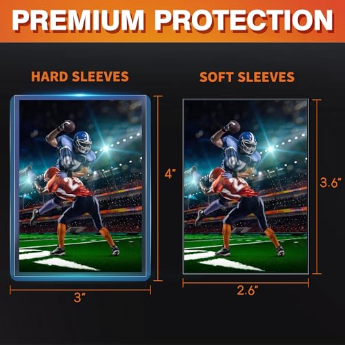 1000 Card Sleeves Set - 500 Hard Plastic & 500 Soft Clear Trading Card Protectors, 3x4 Inches