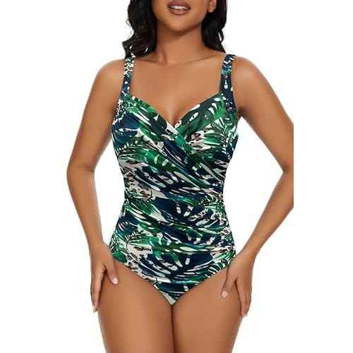 Aqua Regina Plus Size Swimsuit for Women One Piece Bathing Suit Ruched Tummy Control Adjustable Swimwear