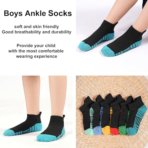 Kids Athletic Ankle Socks for Boys 1-14 Years - 3-5T / Black