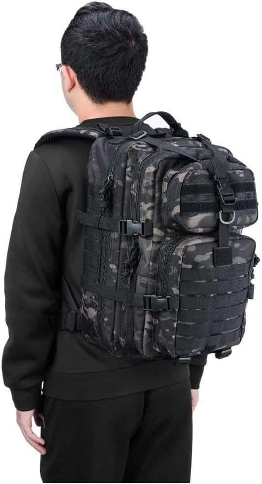 REEBOW GEAR Military Tactical Backpack for Men Large 34L Army 3 Day Assault Pack Molle Bag Backpacks (34L, Black)