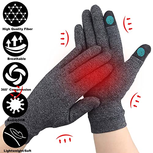 Happymart Full Finger Black Arthritis Compression Gloves for Pain Relief Large