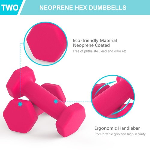 TIECHI Neoprene Dumbbells Set Women Pair Home Exercise for Women Men Arm Pilates Dumbbells in 3.3LB