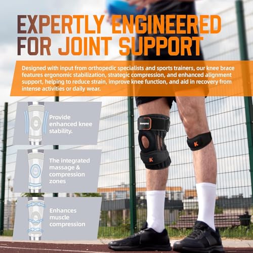 New Upgraded 2-in-1 Professional Knee Brace for Pain Relief,Adjustable Knee Support with Patella Pad & Side Stabilizers, Compression Knee Sleeve for Meniscus Tear, ACL, Joint Pain, Runner, Workout-Men & Women (L/XL)