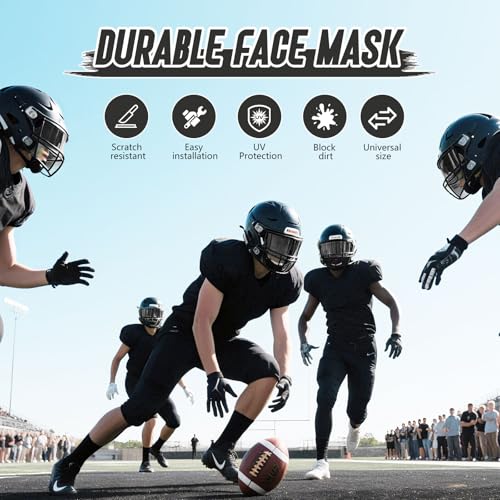 Football Helmet Visor for Mouth Guard Sports Safety - Shatterproof Universal Fit Youth/Adult Lens with QuickLock Clips | ASTM Certified, Hydrophobic Coating