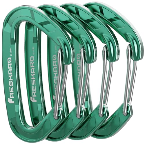 Heavy Duty Stainless Steel Wiregate Carabiner 15kN for Camping Hiking - Green 4 Pack