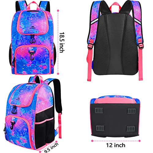 Pink Basketball Bag with Shoe & Ball Compartments - Girls Sports Backpack