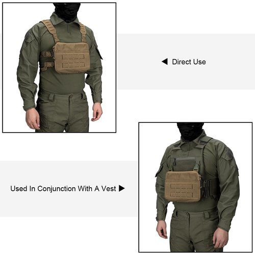 IDOGEAR Tactical Chest bag with Insert 5.56/7.62 Mag Pouch Recon Kit Kangaroo Chest bag Utility Laser-cut MOLLE Hook-and-Loop Accessory Bag Admin Pouch for Military Airsoft(Coyote Brown)