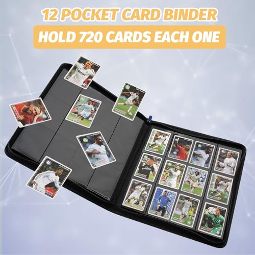 12 Pocket Ringless Side Loading Trading Card Binder - 720 Card Capacity, Black