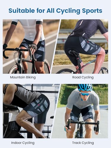 Sportneer Padded Cycling Shorts for Men Small Grey 4D Padding Breathable UPF 50+