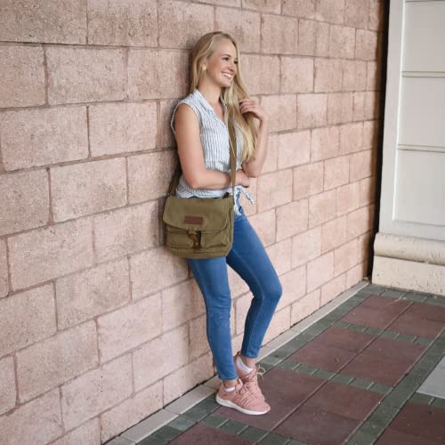 GOOTIUM Canvas Messenger Bag - Vintage Crossbody Shoulder Bag Military Satchel Khaki