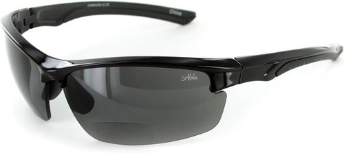 Creekside Wrap-Around Polarized Bifocal Sport Safety Reading Sunglasses for Youthful, Active Men and Women (Black/Smoke +1.50)