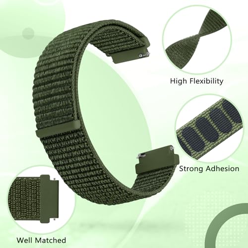 Nylon Watch Bands Compatible with Casio F-84/F-91W/F-94/A158/A168 F105/F108, Solo Loop Strap - Dark Black + Military Green