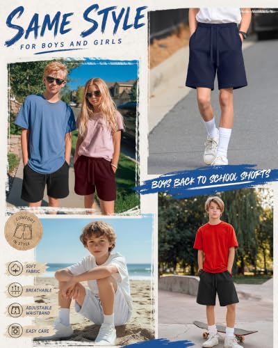 Boys Athletic Shorts 4 Pack - Casual Sweat Shorts for Kids