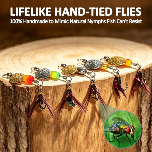 10Pcs Trout Spinner Flies Fishing Lures Set with Single Hooks
