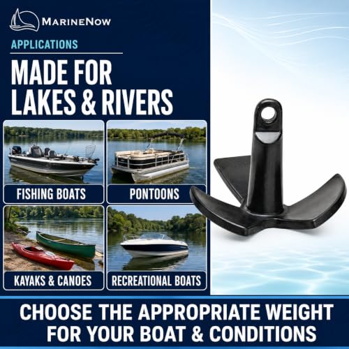 15 lb Vinyl-Coated Cast Iron River Anchor for Freshwater Boats - Durable & Rust-Resistant