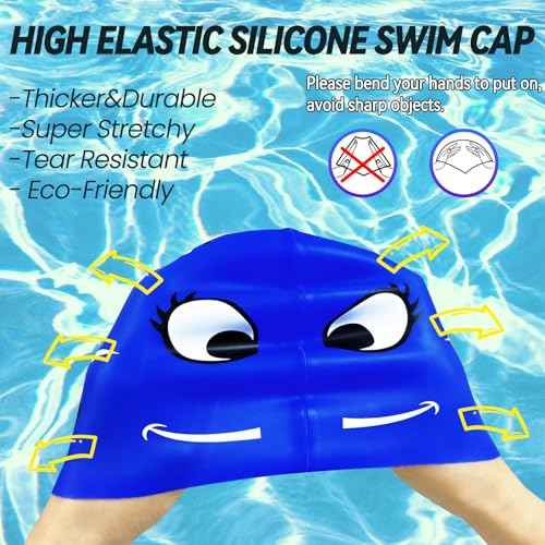 Swim Cap Kids Silicone Swimming Cap for Toddler Swim Hat Water Hats for Girl Boy 3-5 Years