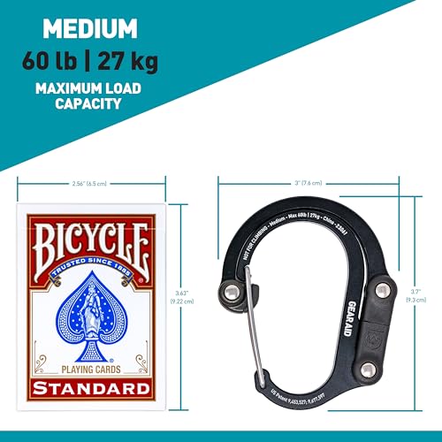 GEAR AID HEROCLIP Carabiner Gear Clip and Hook (Medium) for Camping, Backpack, and Garage Organization, Black and Blue, 2 Pack