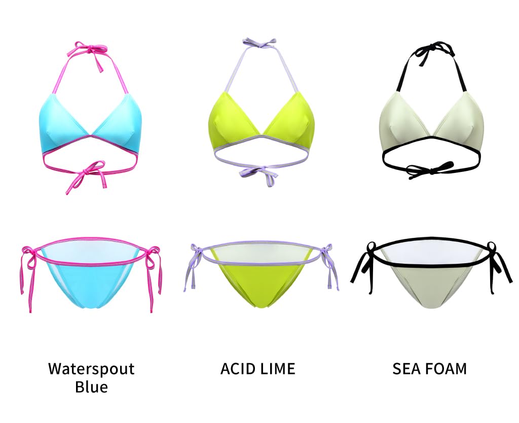 AMORESY マイア シリーズ ヨーロッパとアメリカのホルターネック ビキニ セクシーなスプリット ストラップ調節可能なスパンデックス水着スーツ （092） (US, Alpha, Medium, Regular, Regular, Very Peri)