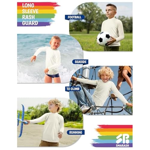 Boys Rash Guard Swim Shirts Long Sleeve UPF 50+ Swimwear Toddler Kids Sun Protection SPF Water Surfing Swimming Shirts 0-16Y