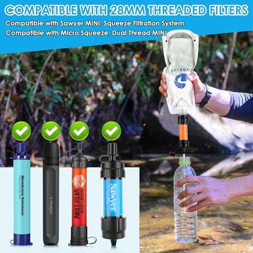 Filter Collapsible Water Bottles, 1L Canteens (32oz), Foldable Water Container for Traveling, Hiking, Camping, Backpacking - Lightweight, Reusable, Clear Design(4 Pack)