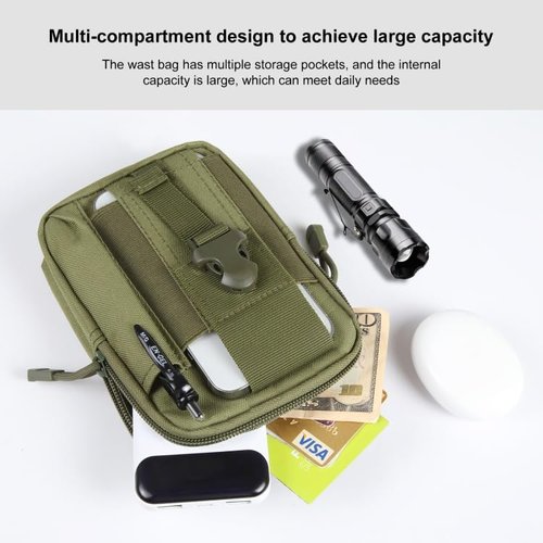 Tactical Molle EDC Waist Pouch Compact Bag, Multi-Purpose Utility Tactical Pouch Belt Cell Phone Holder for Workout Hiking Camping Outdoor Tear
