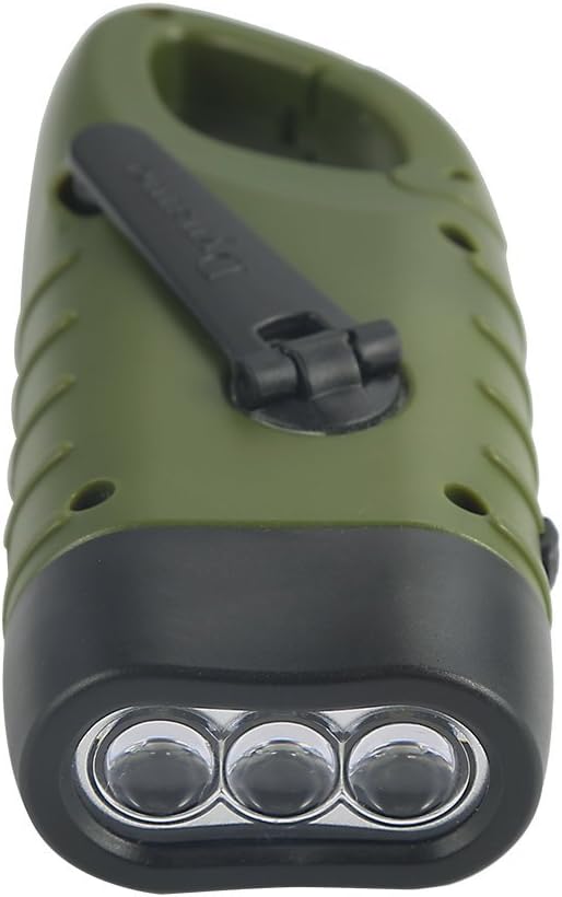 Simpeak 2-Pack Hand Crank Solar Powered LED Flashlight, Emergency Survival Flashlight Torch for Outdoor Sports, Green