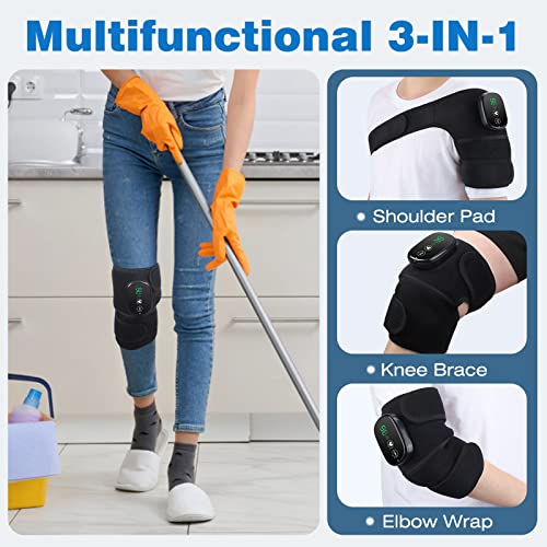 Cordless Heated Knee Brace Wrap with Vibration - Black, Pack of 1