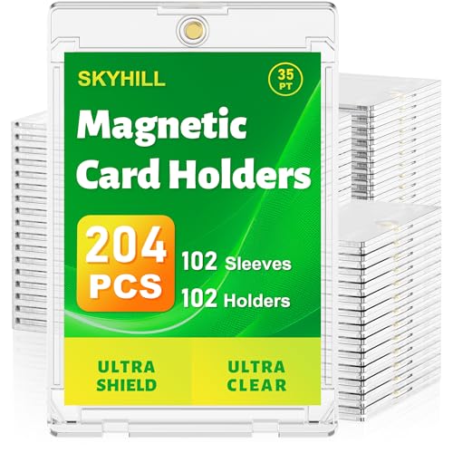 102 Pack Slim Magnetic Card Holders with One-Touch Closure - Crystal Clear Acrylic