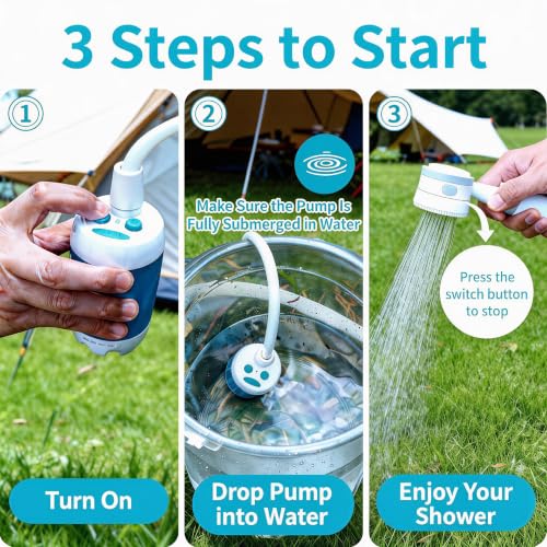 Rechargeable Portable Camping Shower Pump - Outdoor Handheld Water Sprayer