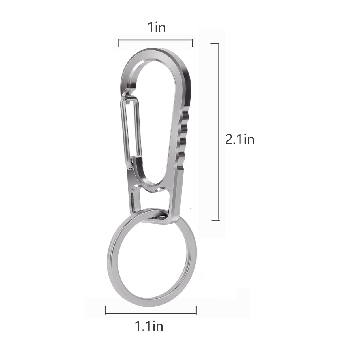 Generic FULLGUEEN Titanium Keychain Carabiner Clip,Multifunctional Keychain Carabiner,EDC Key Clip Anti-Lost Quick Release Key Ring Holder for Daily Use, Gray