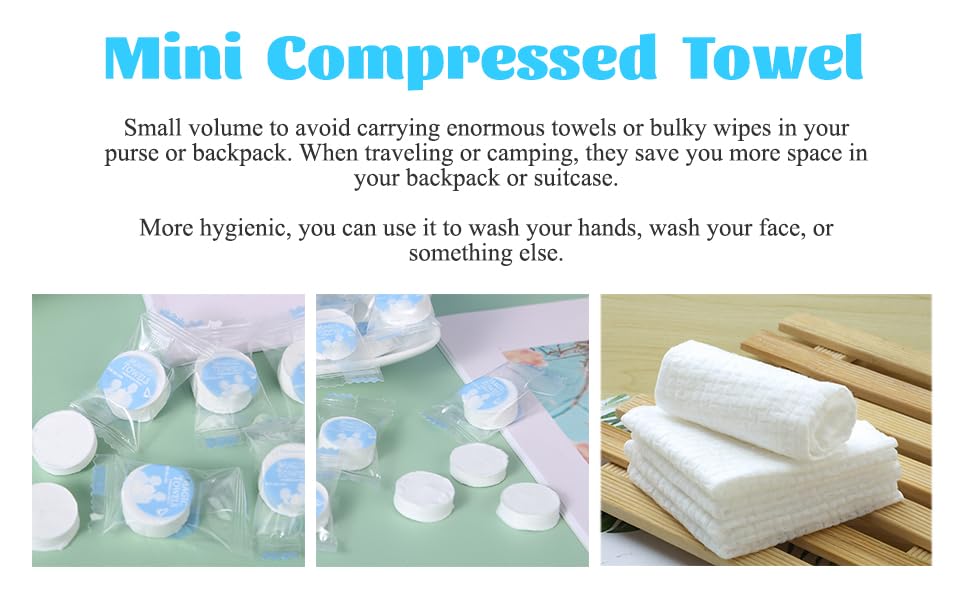 365 LOTS 100 PCS Compressed Towel, Mini Tablets Disposable Portable Face Towel Cotton Coin Tissue for Travel, Camping, Hiking, Sport, Beauty Salon, Home Hand Wipes and Other Outdoor Activities