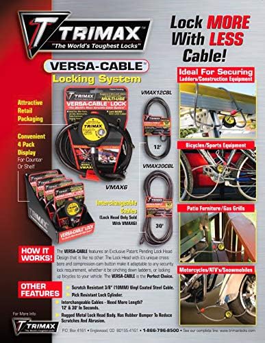 Trimax VMAX12CBL Trimflex Replacement Cable for Versa Cable (12 ft Long x 10mm) Cable only