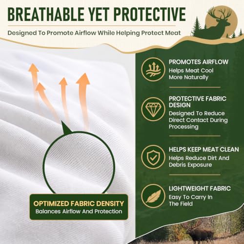 60 Inch Heavy Duty Elk Hunting Meat Bags 5-Pack - Reusable & Breathable Game Bags with Reflective Strip