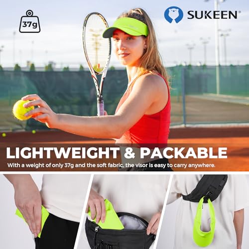 Lightweight Sports Sun Visor Hat for Men and Women - Fluorescent Yellow, One Size