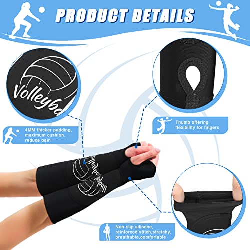 Sports Volleyball Arm Sleeves Set - Blue & Black, M-12 Inch, 3 Pairs