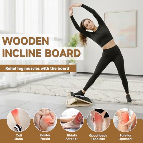 Adjustable Wooden Slant Board for Calf Stretching and Balance Training