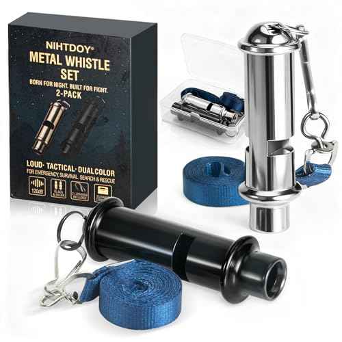 Dual Emergency Whistles (2 Pack) ? 120dB Survival Whistles for Hiking, Camping & Rescue ? Lightweight, Durable, One Silver & One Black