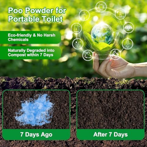 Lemon Scent Poo Gel for Portable Toilet - 100PCS Camping & Travel Waste Absorbent Powder