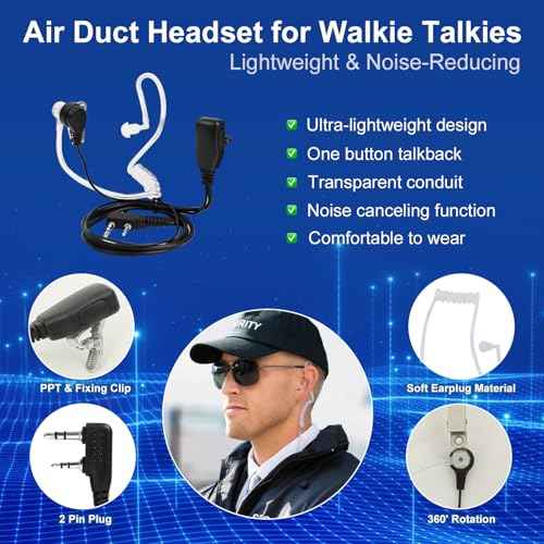 BAOFENG UV-5RM 10W Ham Handheld Radio Long Range with Tactical Antenna, Portable Two Way Walkie Talkies for Adults 5RM Multi-Band Radio with Air Duct Earpiece & 2500mAh Type-C Battery, 2 Pack