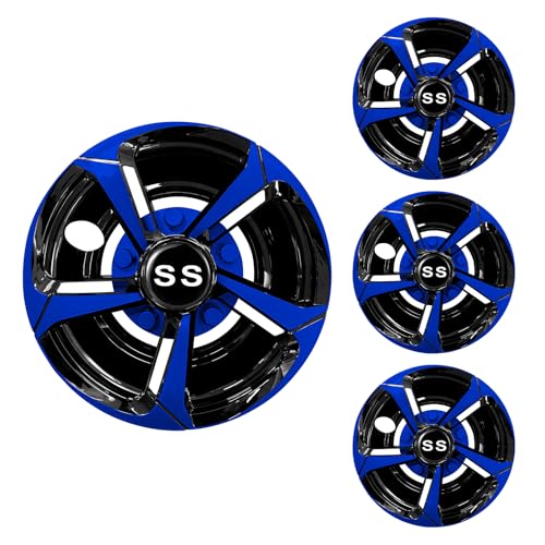 8 Inch Golf Cart Wheel Hubcaps Set of 4 Black Silver Fits EZGO Club Car Yamaha