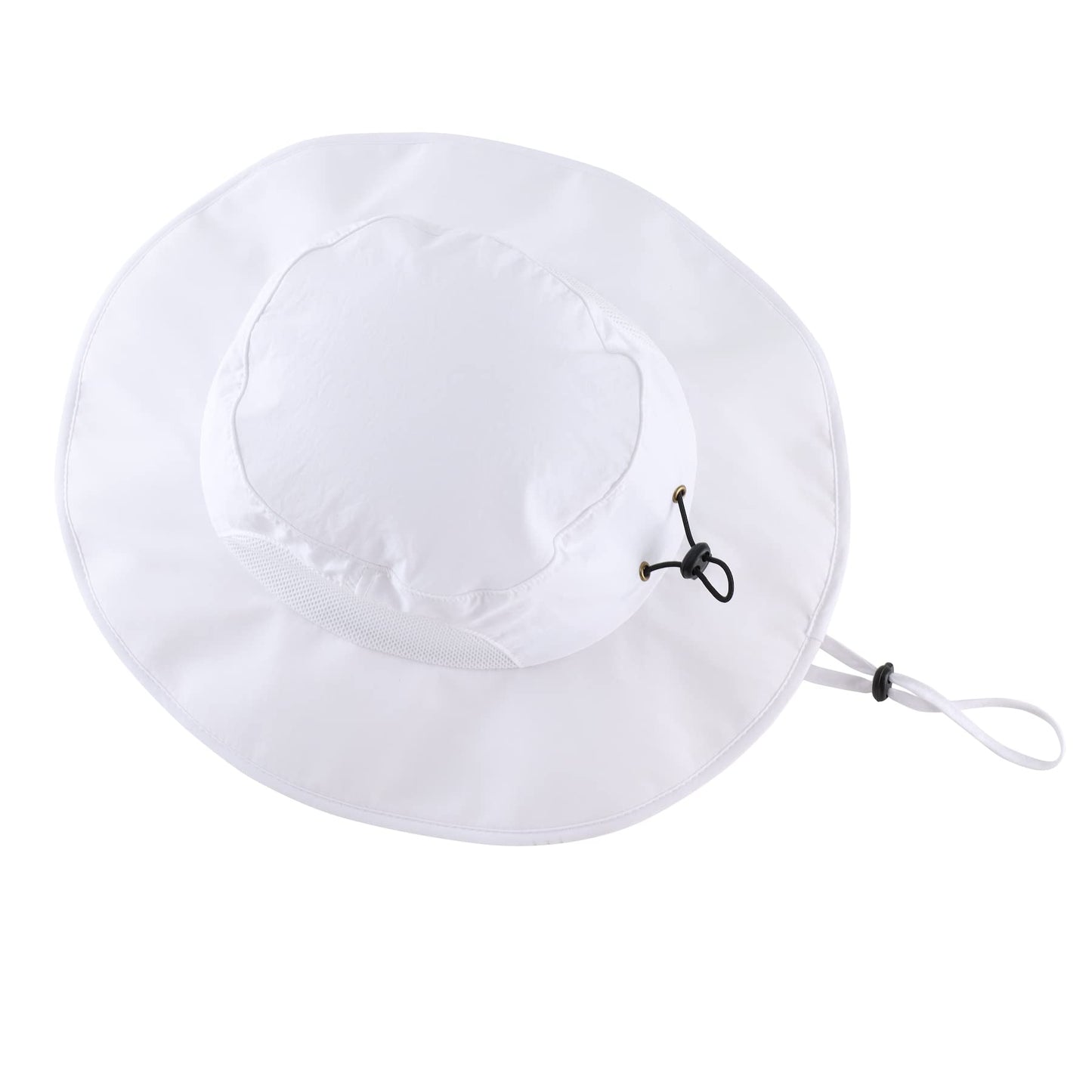 Home Prefer UPF50+ Mens Sun Hat Wide Brim Fishing Hat Airy Mesh UV Protection Portable Bucket Sun Hat White