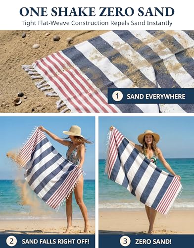 Oversized Turkish Beach Towels XL 39x71 Inches - Pack of 2 Old Glory Teal