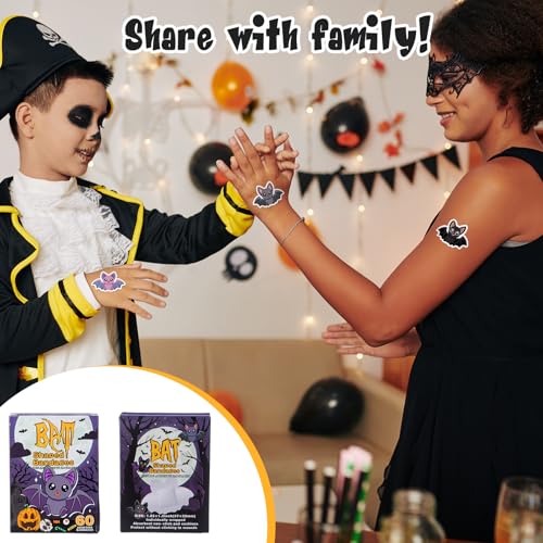 Geiserailie 60 Pcs Christmas Bandage Gifts Fun Bat Bandage Kids 6 Styles Self Adhesive Latex Free Sterile Wound Care Kid First Aid Kit Supplies for Xmas Wounds Household Patches Gifts