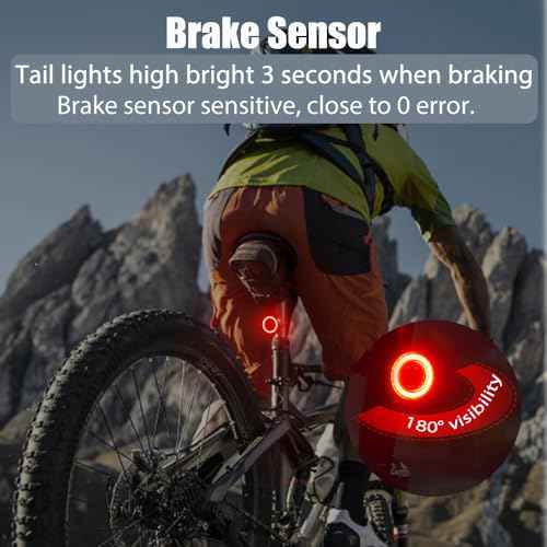 Bike Lights Bike Tail Light, Smart COB High Lumen Bicycle Rear Light with Brake Sensing, Motion Sensing, Light Sensing, and Bump Sensing, 4/6 Lighting Modes (Supper ¥²)