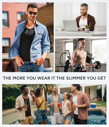 Men's Black Large Compression Shirt Body Shaper Tank Top - Shapewear for Men