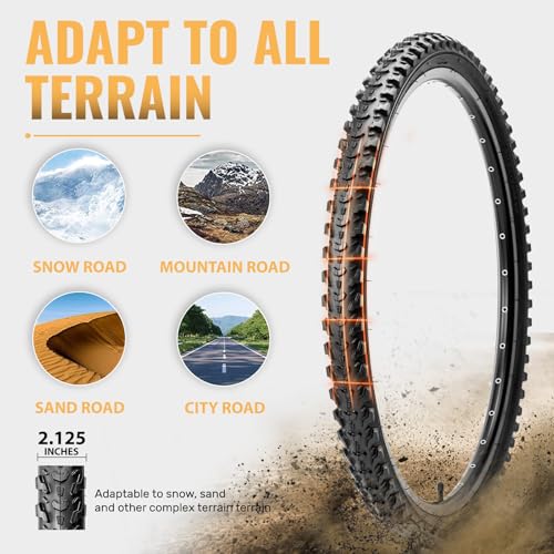24x2.125 Inch Mountain Bike Tires Set - Folding Replacement with Inner Tubes & Levers