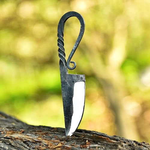 Hand Forged Celtic Pocket Knife - 6 Inch Viking Fixed Blade Hunting Knife with Leather Sheath – Medieval Style, High Carbon Steel, Antique Collector Gift - Forging Knife-1