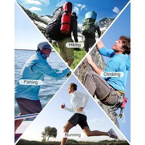 Roadbox UPF 50+ Fishing Shirts for Men, Long Sleeve UV Sun Protection Hoodie, Outdoor Hiking Running Swimming Rash Guard
